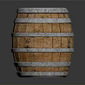 Wooden Barrel With Metal Hoops Round Top Practical Household Storage Item