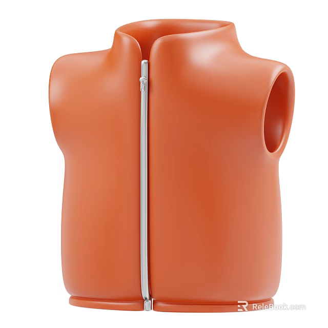 Sleek Orange Sleeveless Top Featuring Front Zipper And Modern Minimalist Design 3d model 