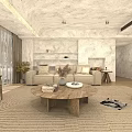 Minimalist Natural Living Room Interior With Beige Sofa Wooden Coffee Table And Wicker Chairs
