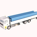 Heavy Duty Flatbed Truck With White Cab Long Blue Cargo Bed And Multiple Wheels