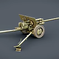 Detailed Military Artillery Vehicle With Cannon Barrel Wheels And Armor Shield