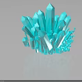 Turquoise Crystal Cluster With Sharp Edges And Reflective Base On Dark Surface 3d model