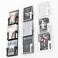 Sturdy White Multi Layer Magazine Display Shelves Displaying Various Magazines 3d model