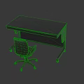 Modern Black Office Table With Rolling Wheels And Ergonomic Chair For Workspace Setup 3d model
