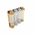 Modern Wall Lamps With Vertical Striped Shades And Metallic Gold Silver Frames