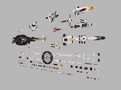 Assorted Lego Bricks And Pieces For Building Spaceships Helicopters And Other Models 3d model