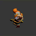 Animated Cat Game Character With Orange Fur Green Eyes And Yellow Weapons