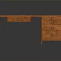 Classic Wooden Office Desk With Long Drawer And Four Small Storage Drawers