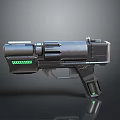 Futuristic Sci Fi Weapon With Green Lights And Detailed Metallic Design 3d model