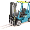 Blue Heavy Duty Industrial Forklift With Front Forks Cabin And Wheels