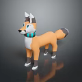 3D Cartoon Fox Character With Orange Fur White Tipped Ears Blue Eyes And Turquoise Scarf