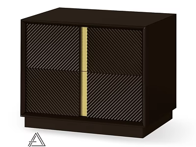 Modern Dark Colored Chest of Drawers With Diagonal Striped Texture And Golden Accent 3d model