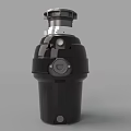 Black Modern Kitchen Garbage Disposer Appliance With Top Metal Cover And Control Button