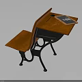 Kids Wooden Desk And Chair With Metal Frame For Study Room Furniture
