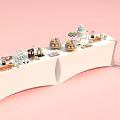 Cakes Breads Sushi And Desserts On White Table At Food Festival New Product Area