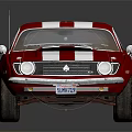 Red Vintage Sports Car With White Racing Stripes And Retro Exterior Design