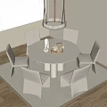 Modern Minimalist Dining Table Set With Round Table Fabric Chairs And Table Decor 3d model
