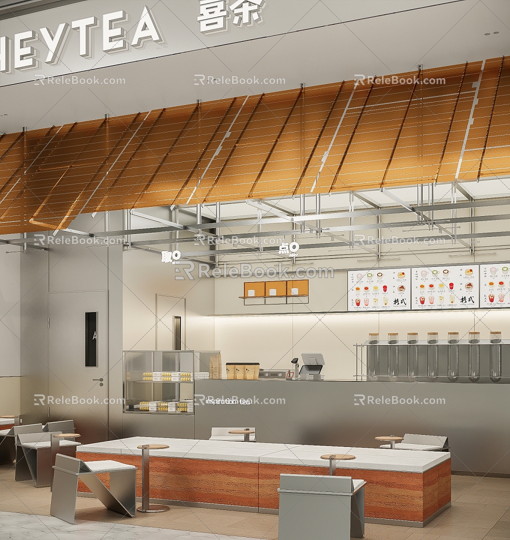 Modern Milk Tea Shop Dessert Shop Cafe Happy Tea 3d model