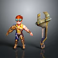 Cartoon Muscular Man In Yellow Vest And Blue Pants With Goggles Near Large Mechanical Device