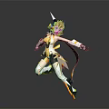 3D Anime Game and Movie Character with Reddish Brown Hair Futuristic Outfit Dynamic Pose