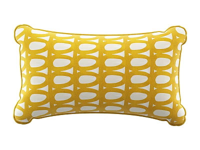 Stylish Yellow And White Throw Pillow With Circular Geometric Pattern Design 3d model