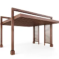 Stylish Wooden Pergola Outdoor Structure With Slatted Roof And Support Pillars Design