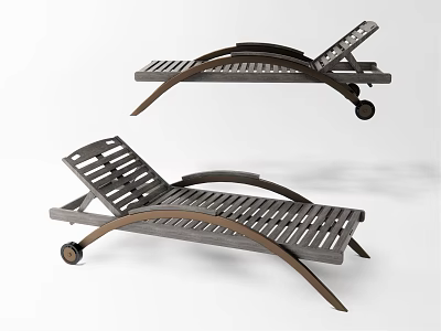 Modern Lounge Chair With Striped Structure And Movable Wheels For Outdoor Relaxation 3d model