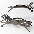 Modern Lounge Chair With Striped Structure And Movable Wheels For Outdoor Relaxation