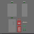 Fire Safety Equipment Setup With Fire Doors Hydrants And Alarm Devices