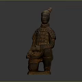 Ancient Chinese Terracotta Warrior Sculpture With Detailed Kneeling Posture Design