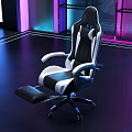Ergonomic Black And White Gaming Office Chair With Adjustable Footrest And Modern Design