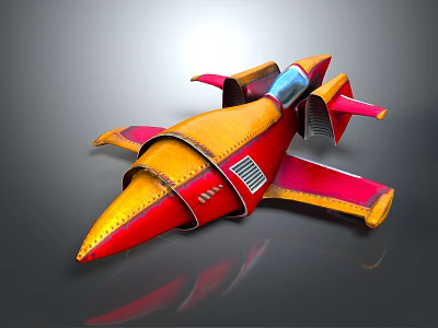 Red And Yellow Toy Airplane With Streamlined Design Transparent Cockpit And Wings 3d model