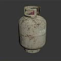 Worn Gas Cylinder With Rust Stains Top Valve Handle And Label 3d model