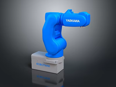 Blue YASKAWA Industrial Robotic Arm With ROBOTMAX Base And Mechanical Structure 3d model