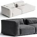 Light Beige And Dark Gray Fabric Two Seater Sofa With Modern Design And Plush Cushions