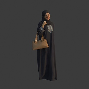 Satchel Muslim woman wearing headscarf 3d model