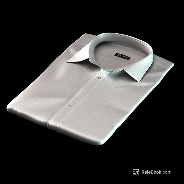 White Button Down Shirt With Crisp Fabric Collar Brand Tag And Folded Design 3d model 