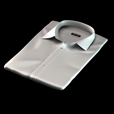 White Button Down Shirt With Crisp Fabric Collar Brand Tag And Folded Design 3d model