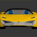 Yellow Sports Car With Sleek Design Black Roof Blue Seats And Black Wheels