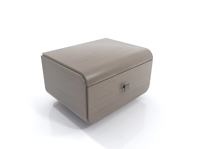 Modern Light Gray Wooden Nightstand With Smooth Surface And Small Lock Design 3d model