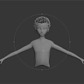 Detailed Human Head 3D Model With Facial Organs And Black Short Hair