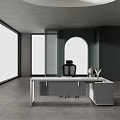 Modern Office Desk With Gray And White Sleek Design Storage Drawers And Office Chair