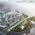 Modern Waterfront Residential Buildings With Lush Greenery And Scenic Seaside View