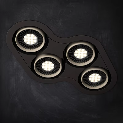 Modern Black Four Light Downlights And Spotlights Integrated Indoor Lighting Fixture 3d model