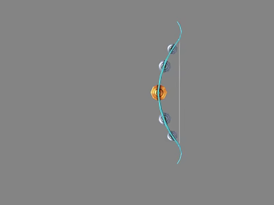 Blue Decorative Bow Featuring Orange Ball on String and Blue Accents 3d model