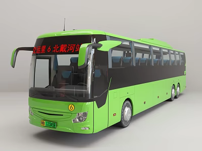 Green Modern Intercity Bus With Large Windows And Sleek Exterior Design 3d model
