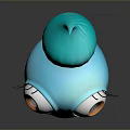 Cute Turquoise 3D Game Movie Character With Big Eyes And Long Eyelashes