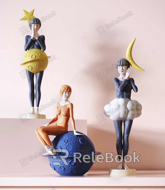 Modern Sculpture Girl Sculpture Decorative Ornaments model