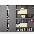 Modern Bookcase Design With Multiple Compartments Books Decorations And Photo Frames 3d model