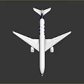 White Passenger Jet Featuring Blue Tail 1000 Logo THALES Branding And Twin Engines